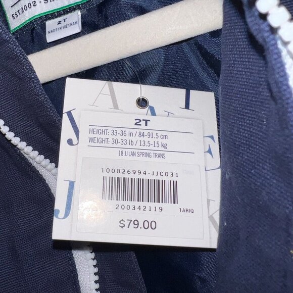NWT Janie and Jack Hooded Canvas Jacket Navy Size 2T - Picture 3 of 7